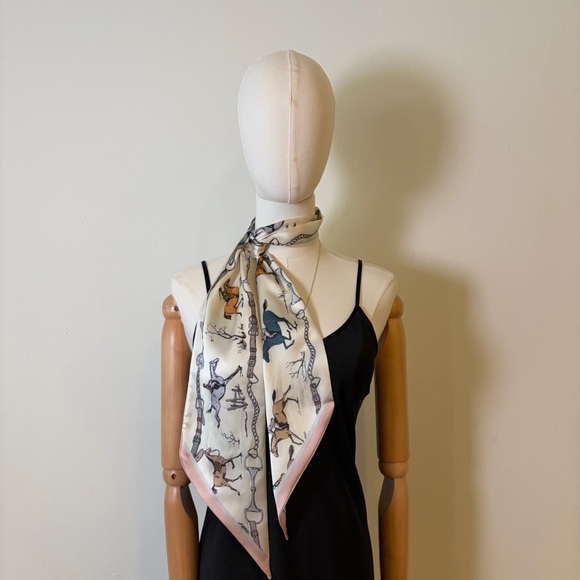 New Equestrian Horse Print Skinny Neck Scarf 50”x5” - Picture 2 of 11